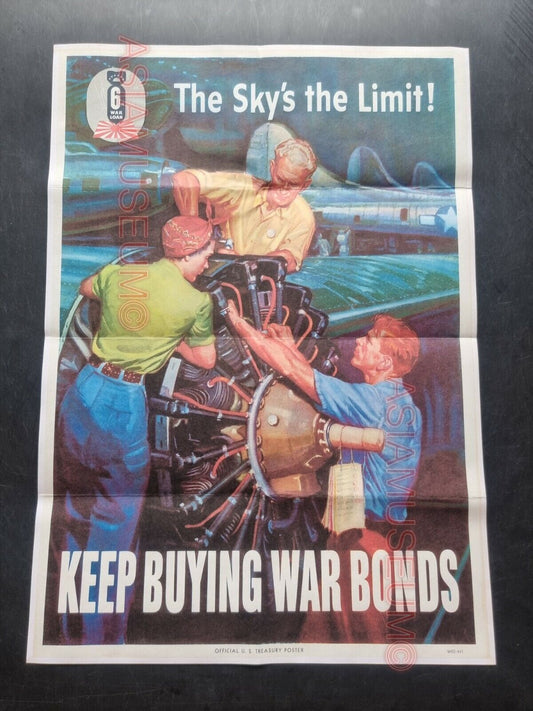 1942 WW2 USA AMERICA BUY WAR BONDS BOMBER PLANE PROPELLER LADY PROPAGANDA POSTER