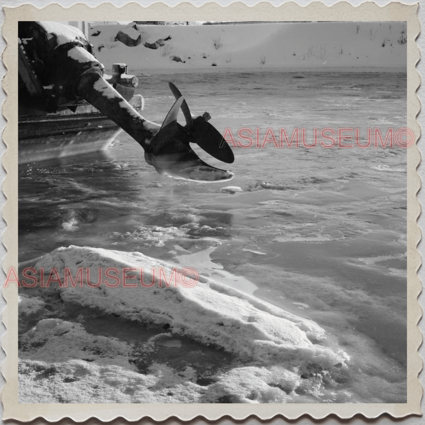 40s ALASKA ANCHORAGE SNOW BOAT DOCK USA OLD AMERICA UNITED STATES Photo S11758