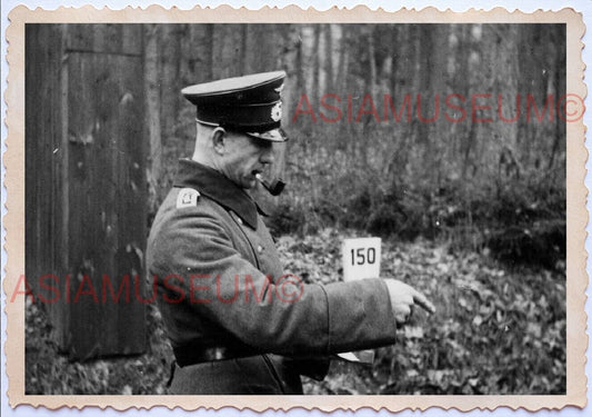 WWii D-DAY NORMANDY ARMY SOLDIER Military General Smoke Pipe Vintage Photo A22