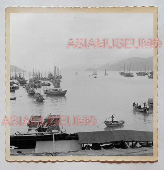 Aberdeen Boat House Chinese Junk Pier Harbor Vintage Hong Kong Photo 香港旧照片 27283