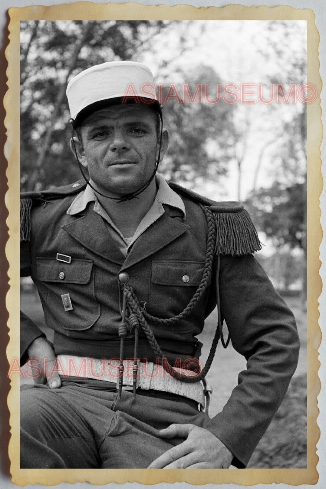 40s Vietnam War SAIGON FRANCE ARNY SOLDIER UNIFORM PORTRAIT  Vintage Photo 1503