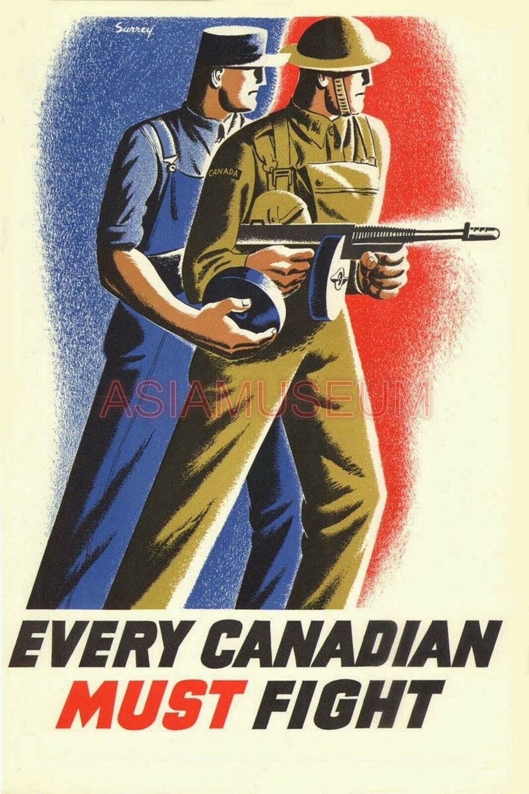 1945 WW2 USA AMERICA CANADA FRENCH FIGHT WAR ARMY GUN WAR PROPAGANDA Postcard