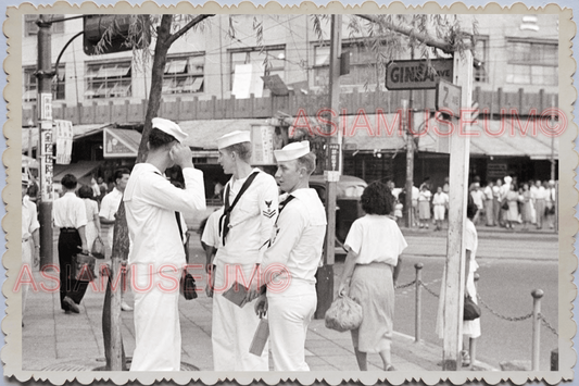 50s JAPAN TOKYO AMERICA SAILOR GINZA AVENUE STREET SCENE Old Vintage Photo 25599