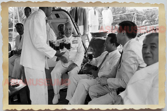 50s Vietnam War Saigon Bao Dai Emperor Warship Sailor Captain Vintage Photo 1059