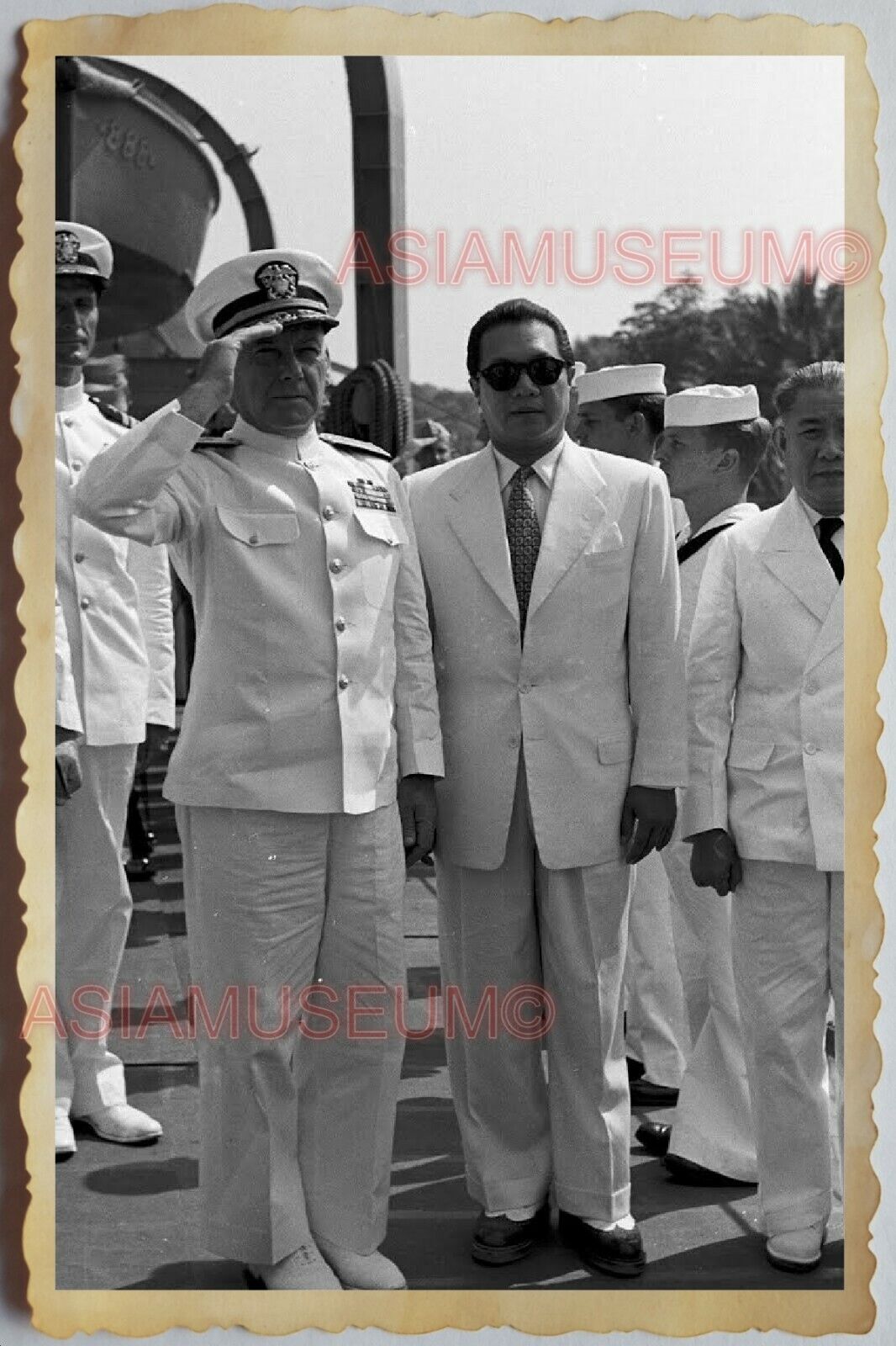 50s Vietnam SAIGON NAVY WARSHIP GENERAL BAO DAI SAILOR CRUISE Vintage Photo 482