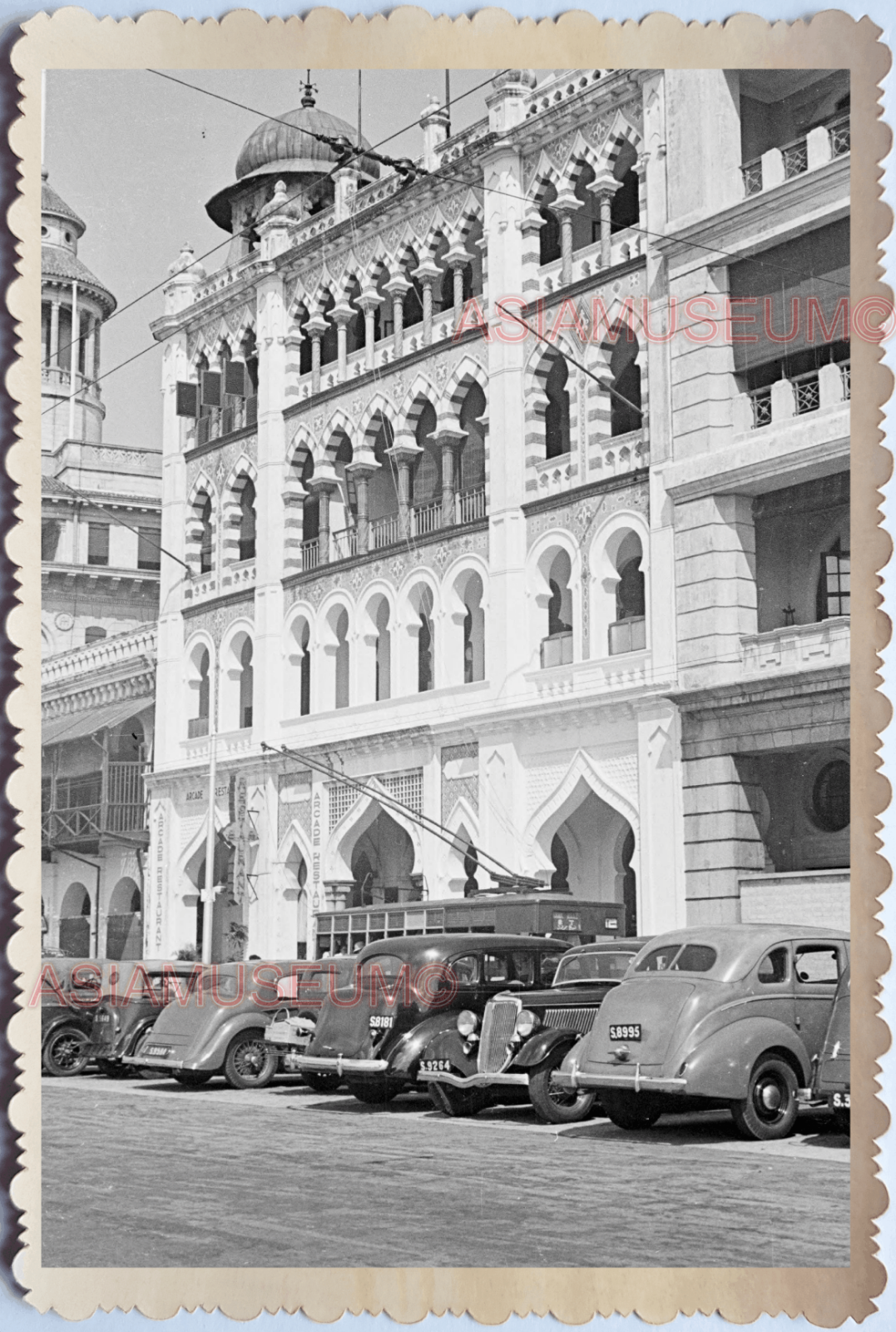 WW2 BRITISH COLONIAL BUILDING STREET VIEW ISLAMIC Vintage Singapore Photo 17650