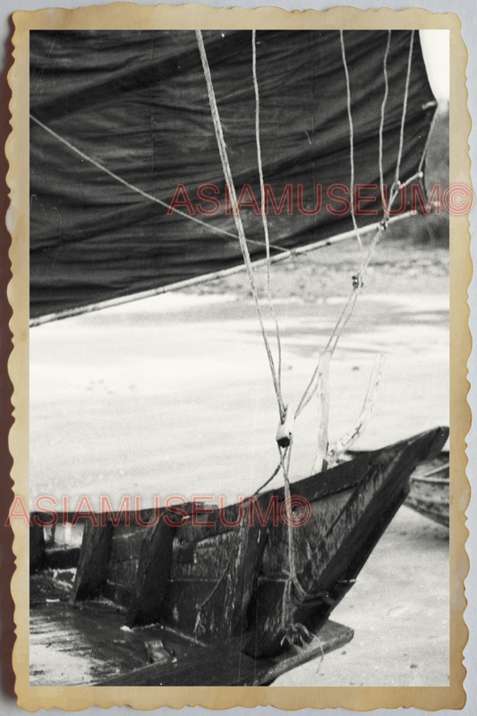 40s Vietnam HAIPHONG HA LONG BAY SAIL BOAT JUNK BEACH SEA  Vintage Photo 04218