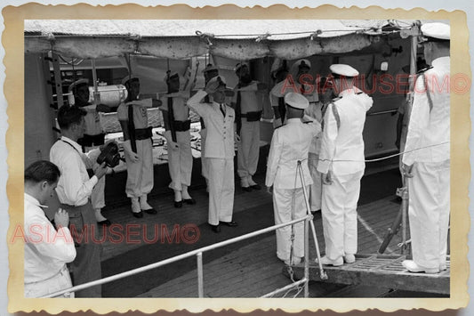 50s Vietnam War Saigon NAVY SAILOR GUN RIFLE SALUTE GENERAL Vintage Photo #1237