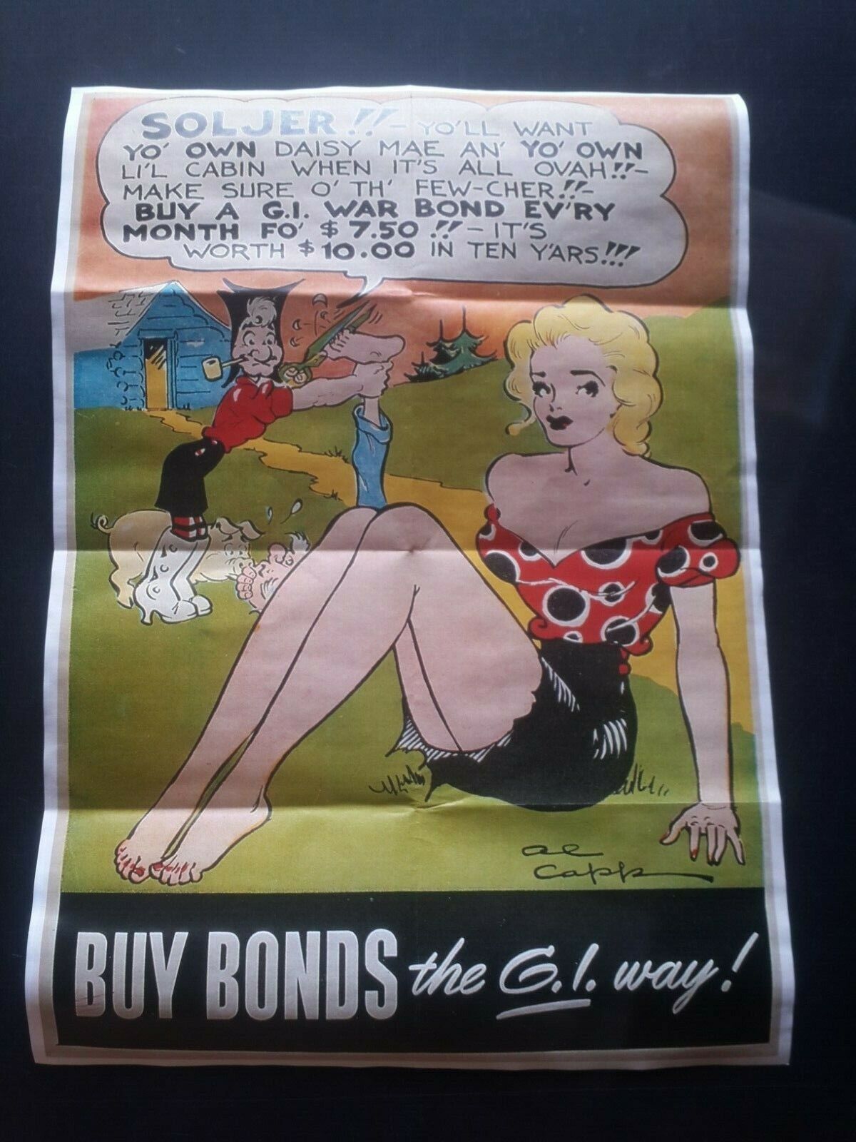 1942 WW2 USA AMERICA GI JOE COMIC SEXY WOMEN LADY BUY WAR BOND PROPAGANDA POSTER