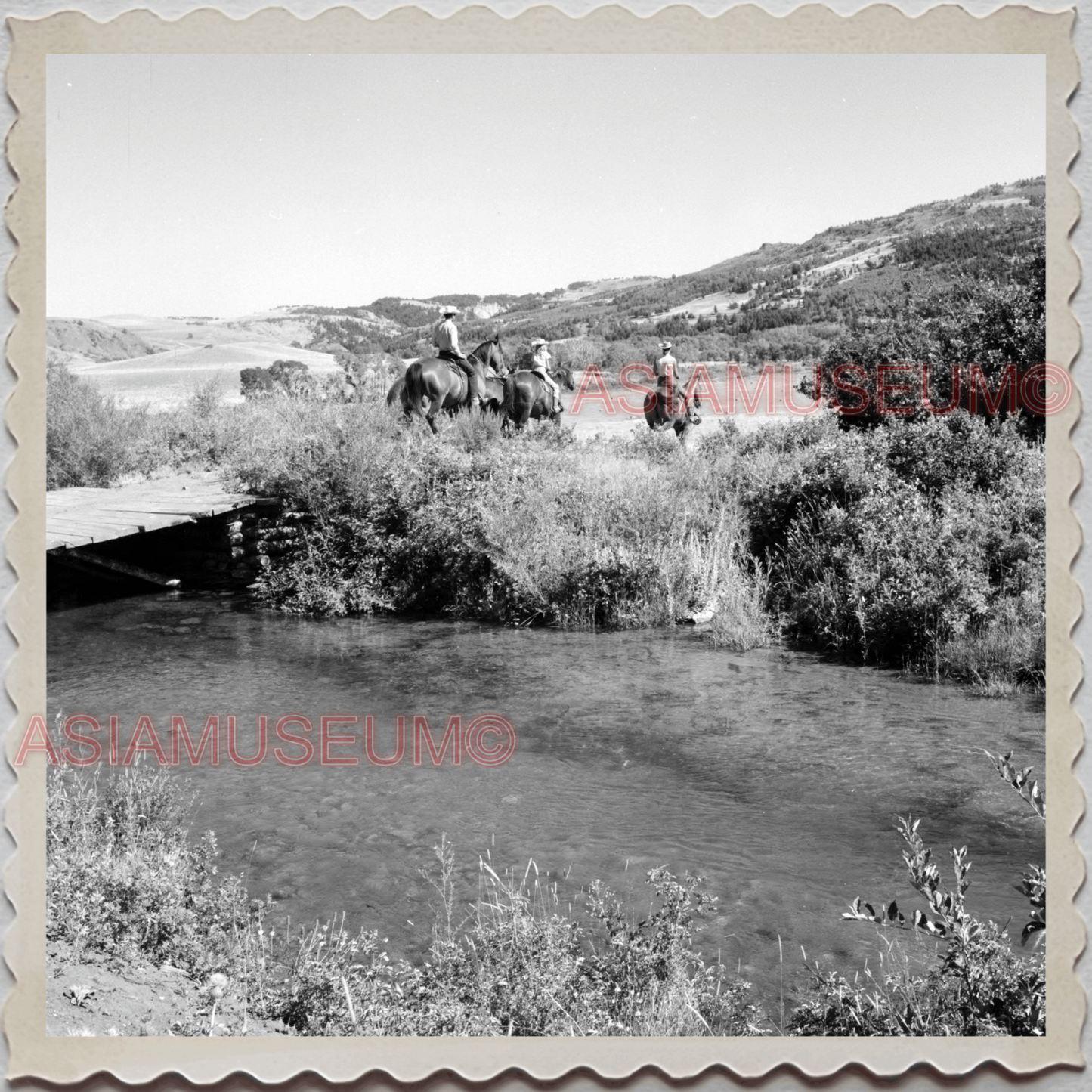 50s AUGUSTA KRONE RANCH COWBOY HORSE RIVER  VINTAGE OLD USA AMERICA Photo 11140