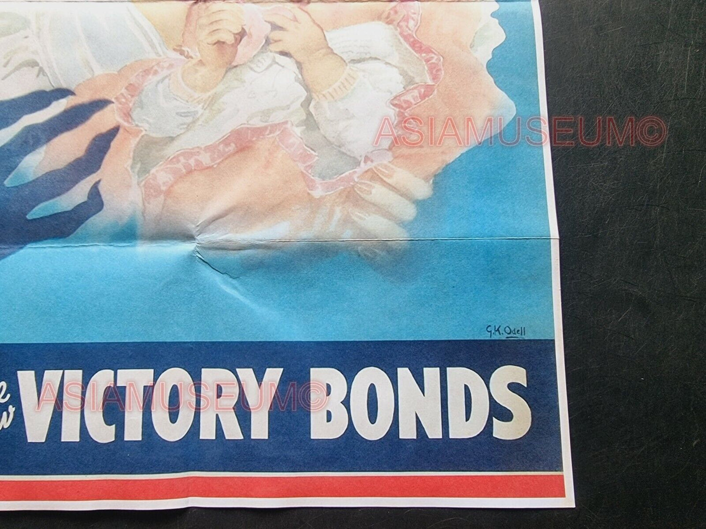 1943 WW2 AMERICA WOMEN BABY GIRL BUY WAR VICTORY BONDS JAPAN PROPAGANDA POSTER