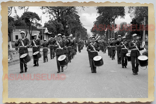 50s Vietnam SAIGON STREET SCENE FRENCH GENERAL ARMY BOY BAND Vintage Photo #1426