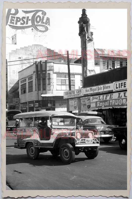 60s PHILIPPINES MANILA STREET SCENE CAR BUILDING SHOP MAN Vintage Photo 30047