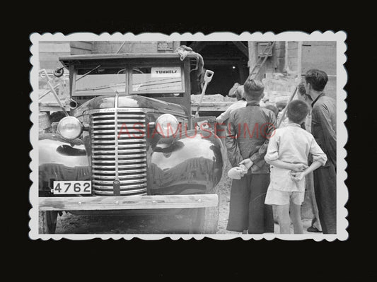 1950s Vintage Hong Kong Photo Tunnel Bunker Labor Worker Truck Car Boy   #1408