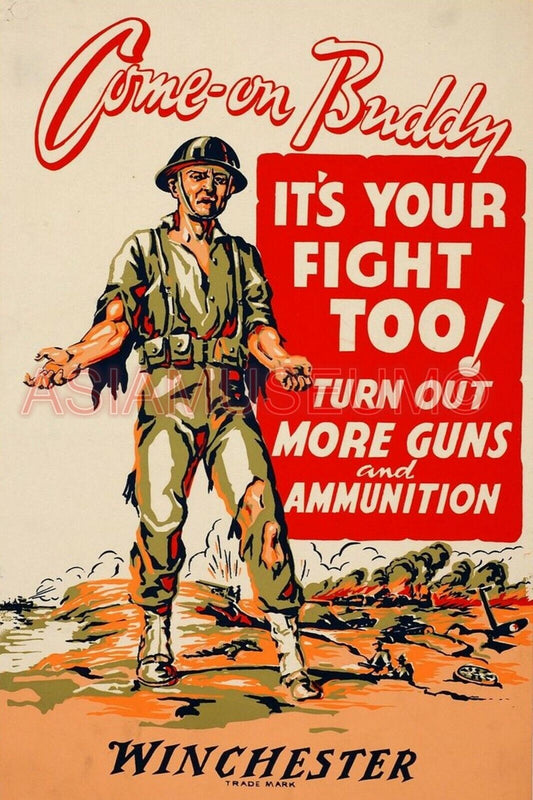 1941 WW2 USA AMERICA ARMY SOLDIER GUN AMMUNITION WINCHESTER PROPAGANDA Postcard