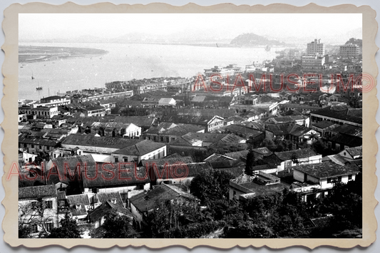 40s MACAU MACAO PORTUGUESE COLONY CITY VIEW HARBOR CAR Vintage Photo 澳门旧照片 29911