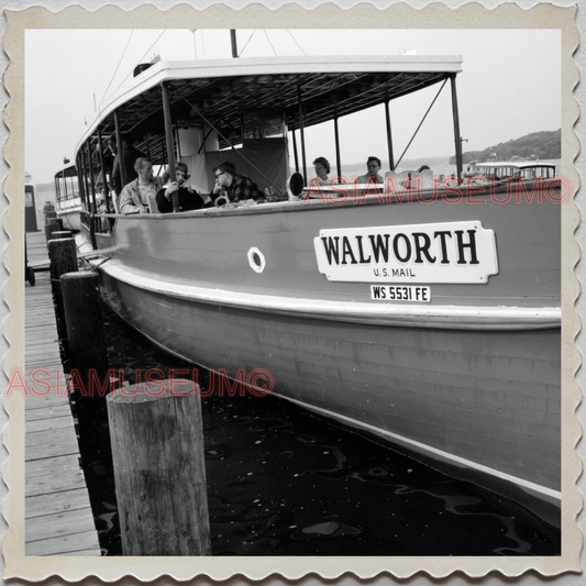 50s LAKE GENEVA WISCONSIN WALWORTH MILWAUKEE PIER BOAT FERRY OLD USA Photo 11867