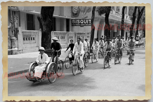 50s Vietnam War Saigon French Tailor Trishaw Street Bicycle Vintage Photo #970