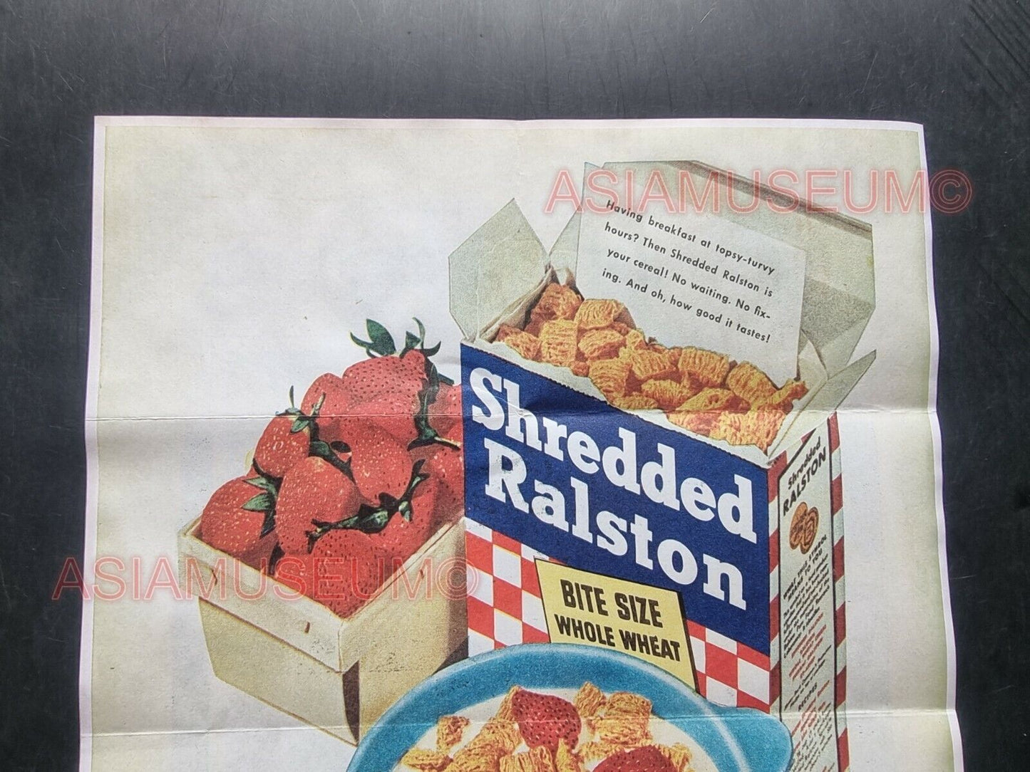 1944 WW2 USA AMERICA FOOD AMMUNITION CEREAL SHREDDED RALSTON PROPAGANDA POSTER