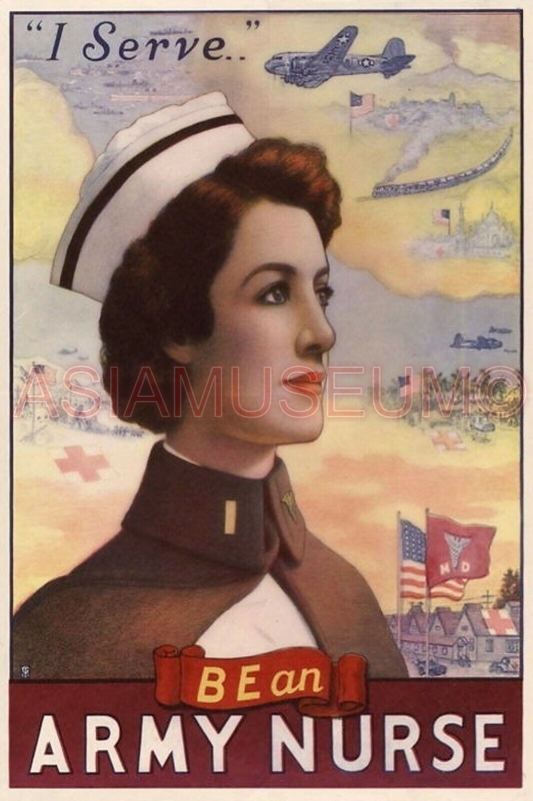 1942 WW2 USA AMERICA WAR ARMY NURSE WOMEN LADY TRAINS AIRCRAFT BOMBER Postcard