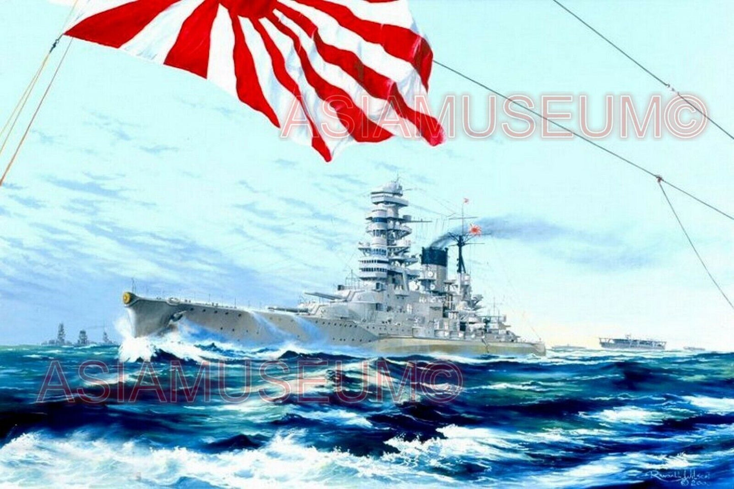 1942 WW2 PACIFIC WAR JAPAN JAPANESE NIPPON BATTLE SHIP FLAG NAGATO WAR Postcard