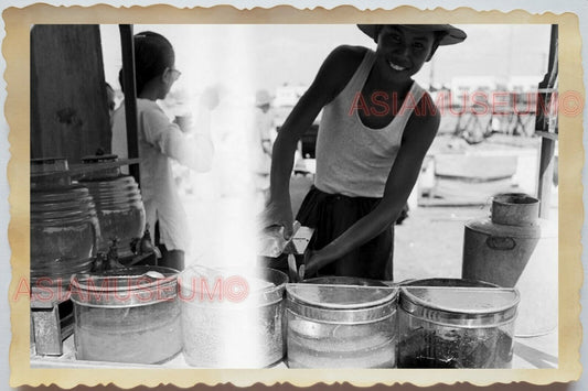 50s Vietnam SAIGON STREET FOOD SCENE VENDOR PIER BOAT JETTY Vintage Photo 1635