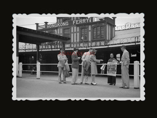 1940s Vintage Hong Kong Photo B&W Ferry Terminal Building America Newspaper #510