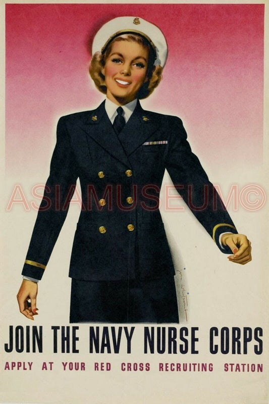 1943 WW2 USA AMERICA NAVY WOMEN LADY GIRL NURSE CORPS WAR RED CROSS ii Postcard