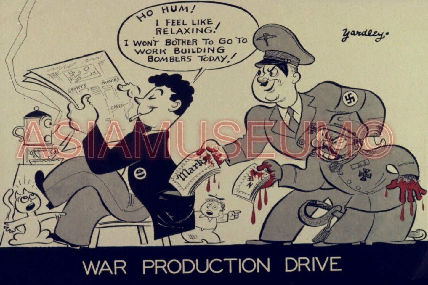 1944 WWii USA AMERICA UNITED STATES COMIC JAPAN TOJO ALLIES PROPAGANDA Postcard