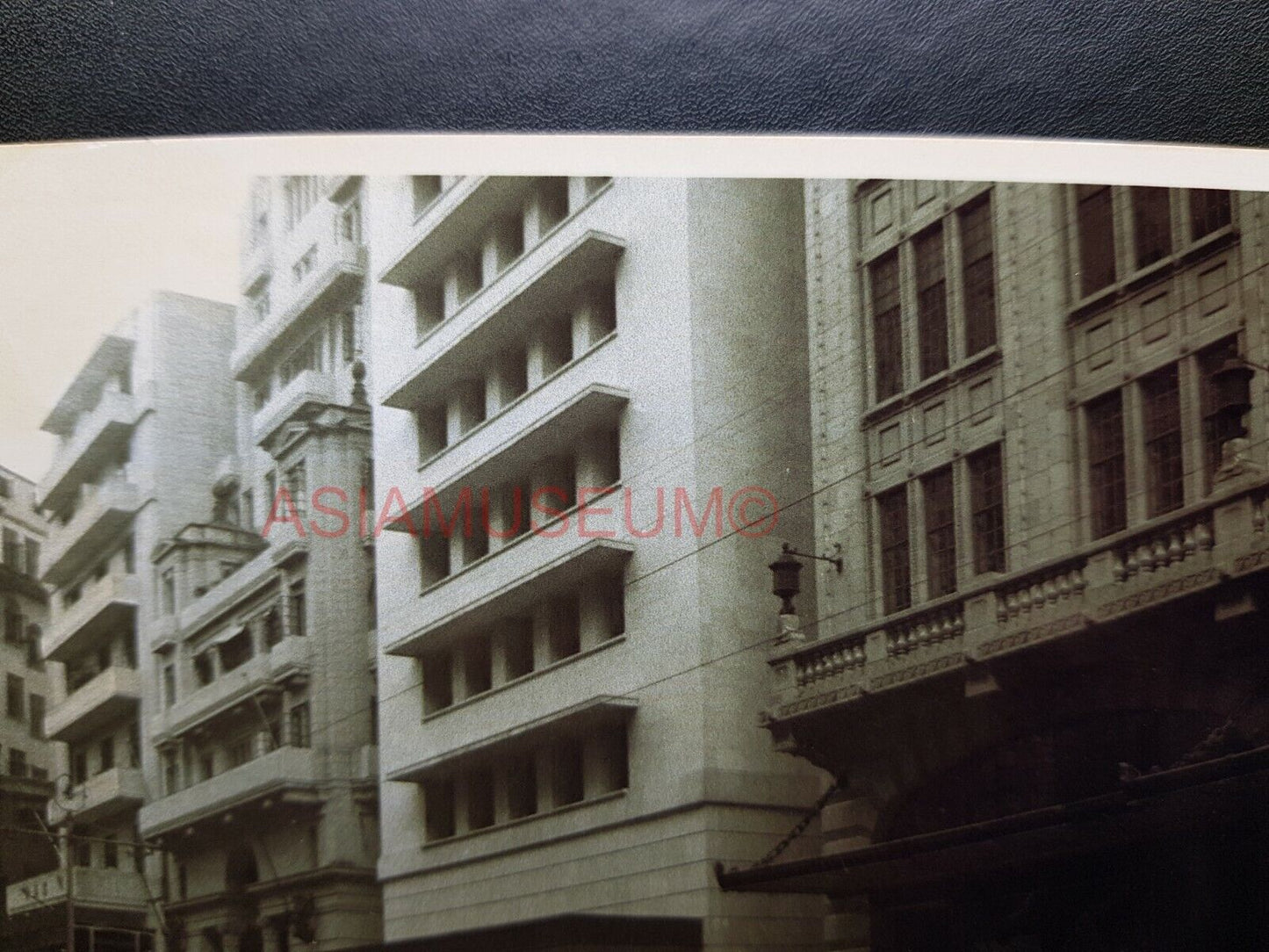 40s Des Voeux Road Central Rickshaw Tram Bus Hong Kong Photo Postcard RPPC #1673