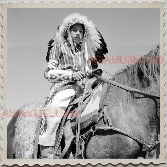 50s CROW TRIBE BIG HORN COUNTY MONTANA AGENCY HORSE BOY  VINTAGE USA Photo 9304