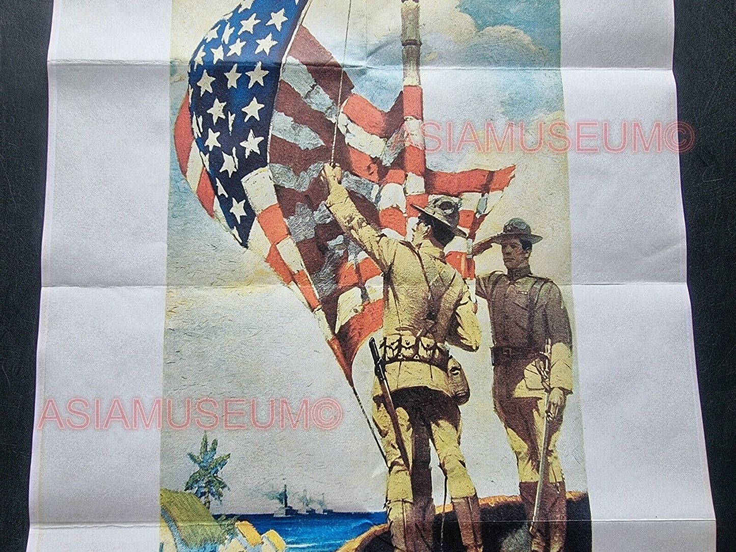 1944 WW2 USA AMERICA ALLIES FORCES MARINES NAVY FLAG SHIP ARMY PROPAGANDA POSTER