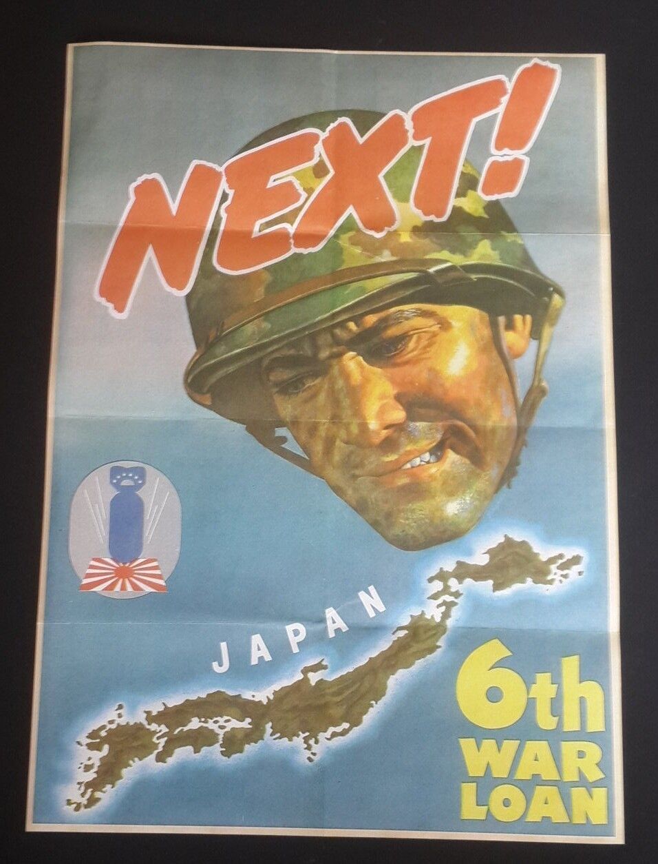 1941 USA JAPAN MAP BUY WAR BOND ARMY SOLDIER PEARL HARBOR FLAG PROPAGANDA POSTER