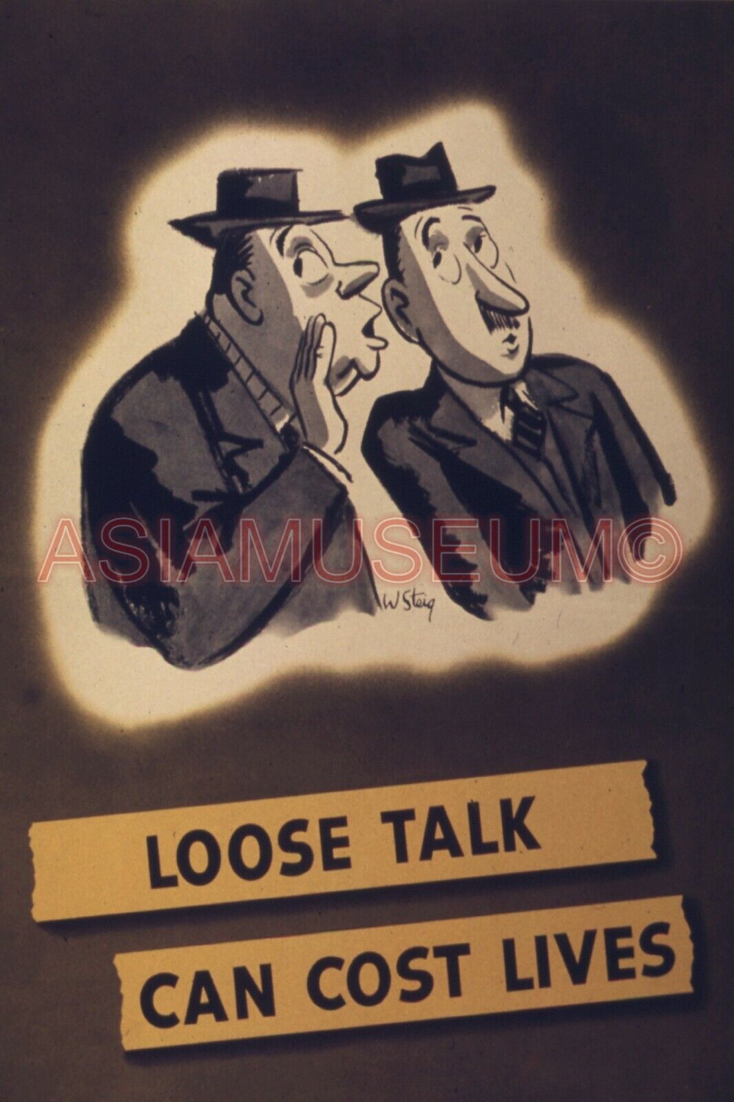 1944 WW2 USA AMERICA LOOSE TALK COST LIVES SPY BAR MAN HAT PROPAGANDA Postcard