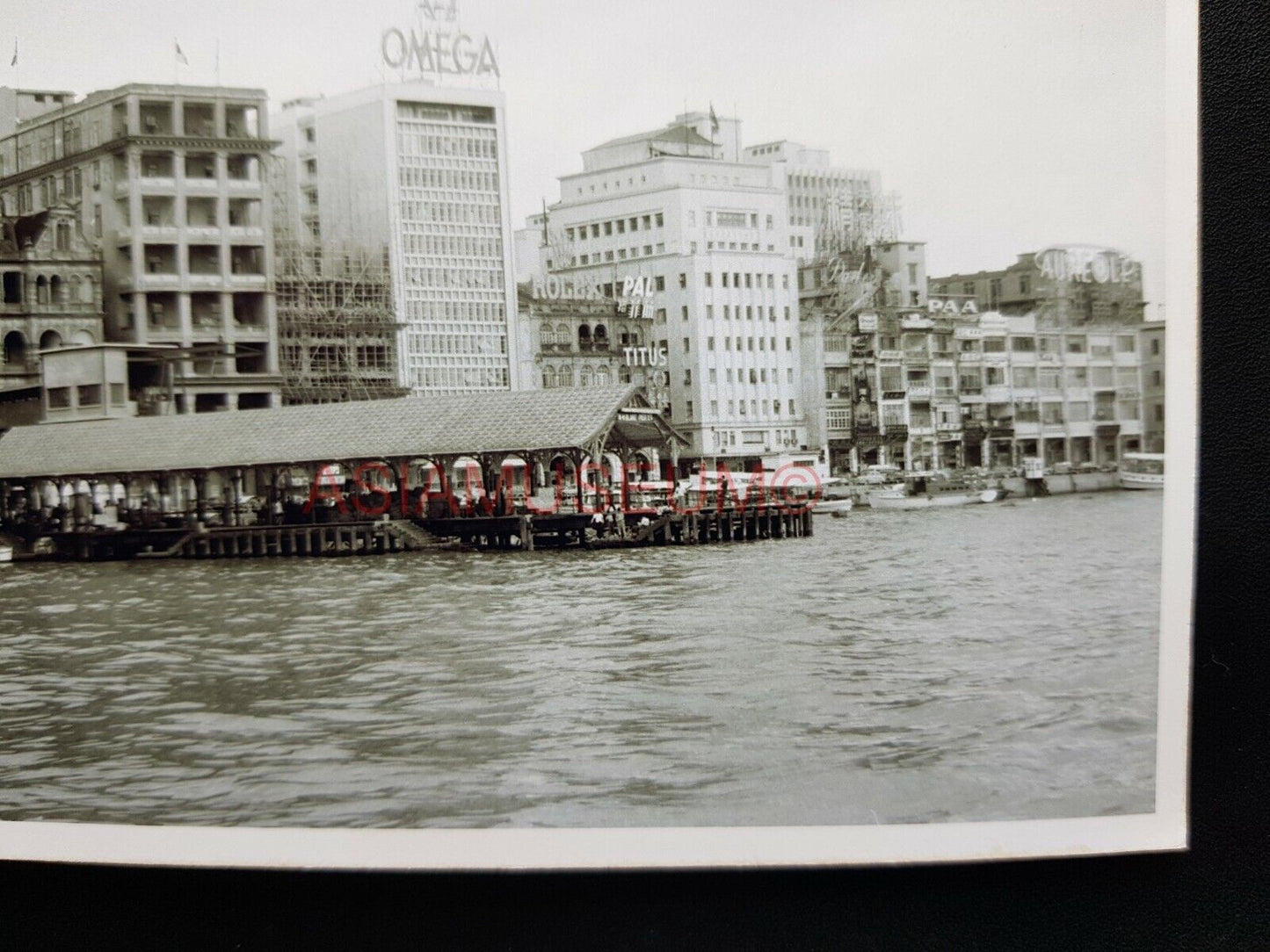 Harbor Jetty Ferry Terminal Omega Vintage Old Hong Kong Photo Postcard RPPC 2922