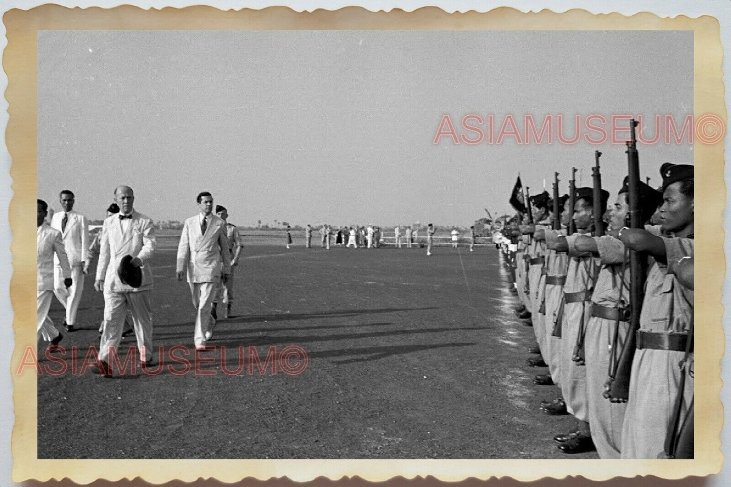 50s Vietnam War Saigon AIRFIELD FRENCH USA GENERAL MARCHING Vintage Photo #1208