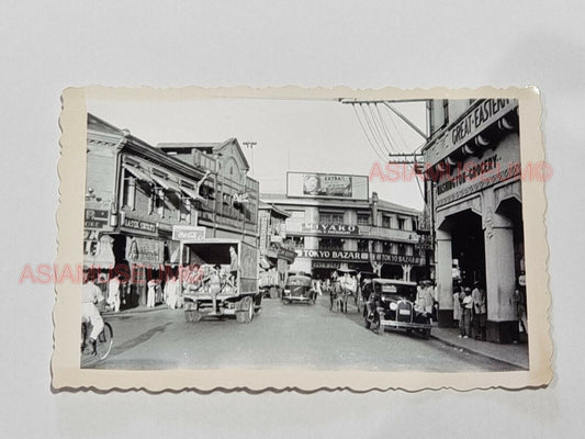 50s PHILIPPINES MANILA STREET SCENE CAR TRAFFIC SHOP TRUCK Vintage Photo 27397