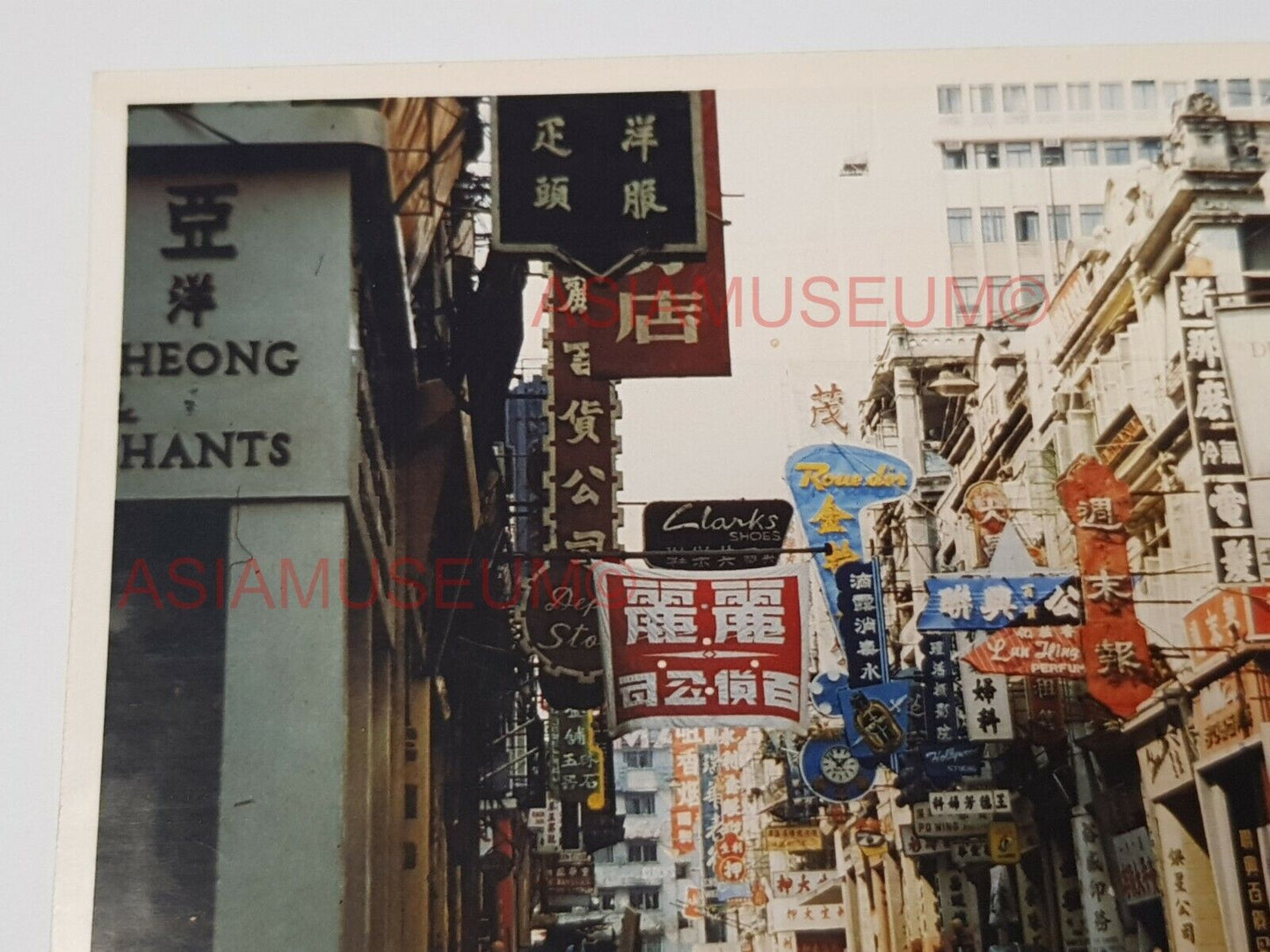 50s Des Voeux Road Shop Street Scene Car Scooter Hong Kong Photo Postcard RPPC