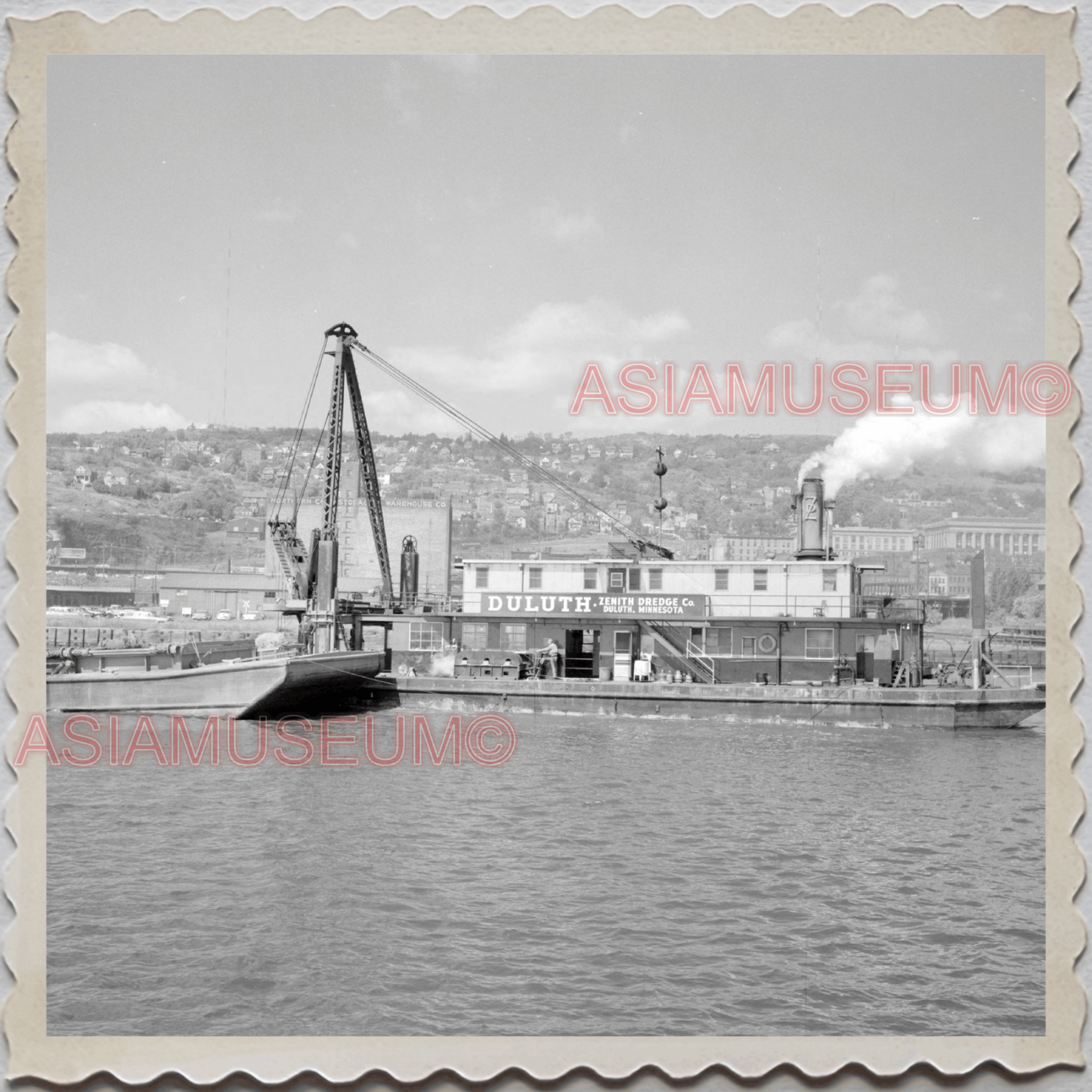 50s DULUTH PORT LAKE SUPERIOR MINNESOTA BARGES  VINTAGE USA AMERICA Photo 9581