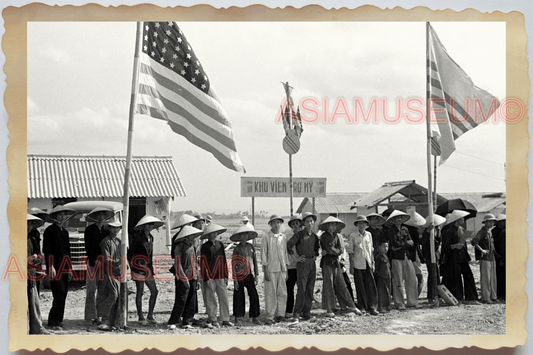 40s WW2 Vietnam USA AMERICA FLAG EMBASSY MILITARY BASE TRUCK Vintage Photo 27253