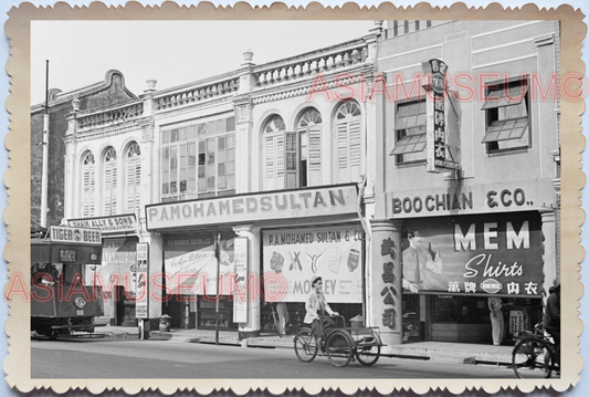 WW2 Street Scene Shop Clothing Store Trishaw Bus  Vintage Singapore Photo 17545