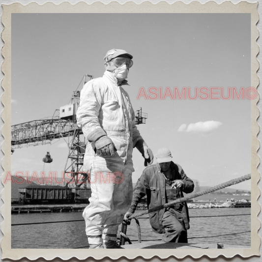 50s DULUTH PORT LAKE SUPERIOR MINNESOTA SHIP WORKER OLD USA AMERICA Photo 11500