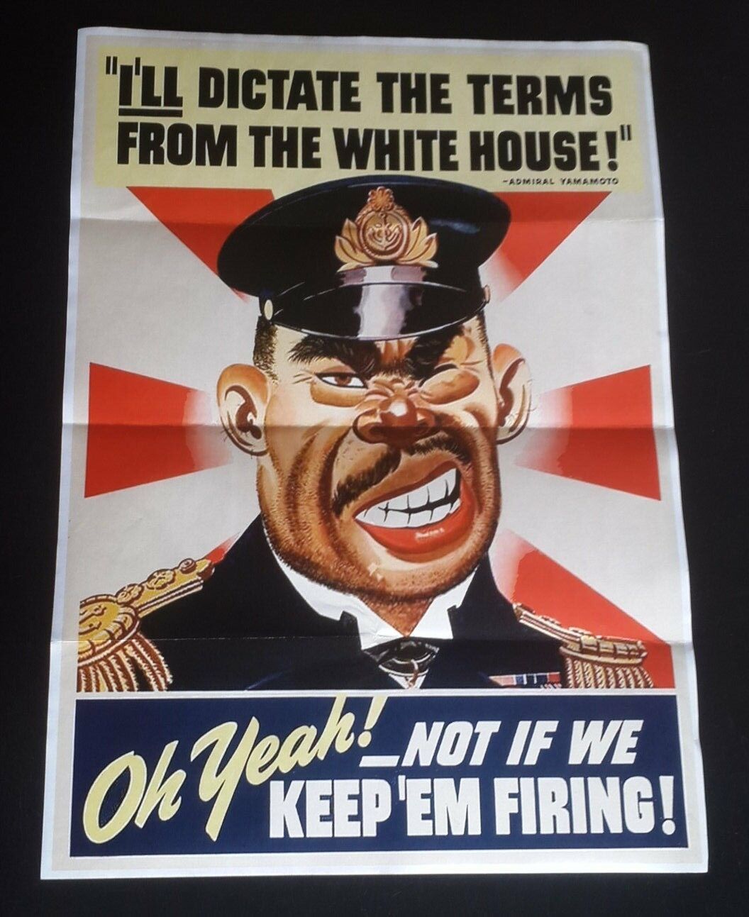 1943 WW2 USA AMERICA JAPAN RISING SUN PACIFIC WAR WHITE HOUSE PROPAGANDA POSTER