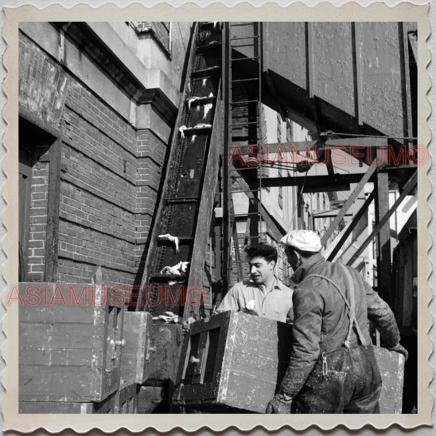 50s BOSTON MASSACHUSETTS NEW ENGLAND CARGO SHIP HARBOR VINTAGE USA Photo 11456