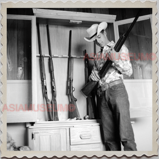 40s AUGUSTA KRONE RANCH COWBOY GUN RIFLE HAT VINTAGE OLD USA AMERICA Photo S8842