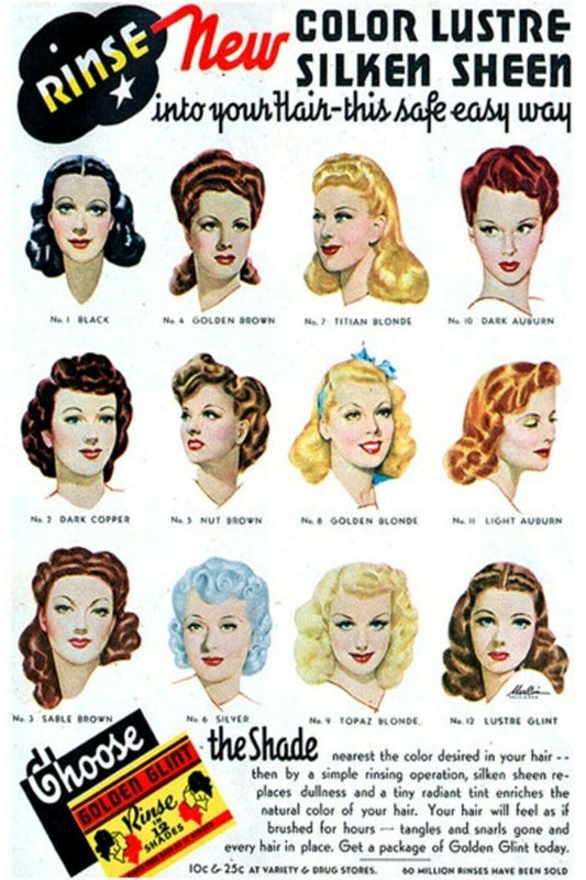 1950s SILKEN SHEEN DYE HAIR COLORS WOMEN LADY America ads Vintage Postcard #115