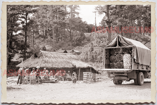 50s PHILIPPINES MOUNTAIN HILL HOUSE TRIBE TRUCK GOODS CAMP Vintage Photo 24074