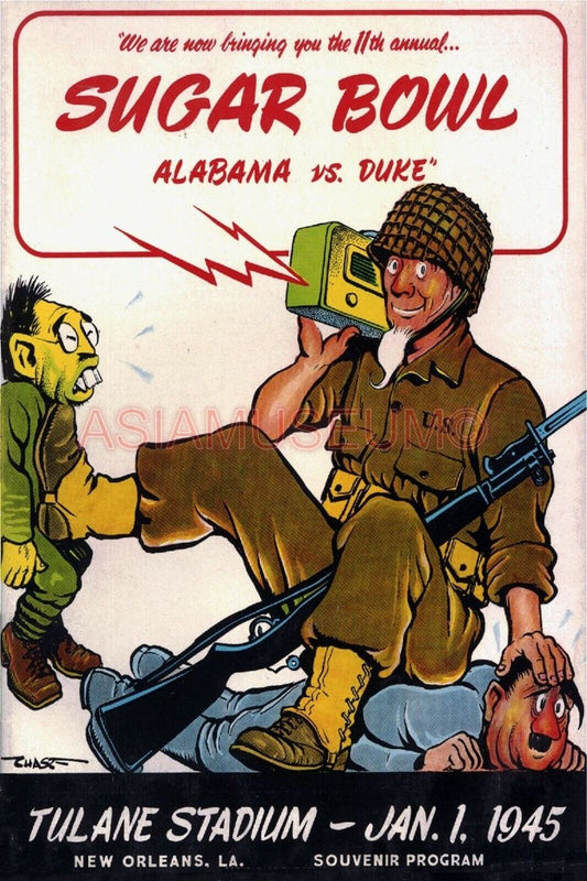 1945 WWii USA ARMY SOLDIER BATTLE JAPAN TOJO CARICATURE WAR PROPAGANDA Postcard