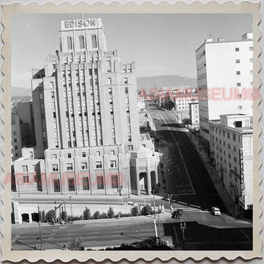 50s LOS ANGELES CALIFORNIA BUNKER HILL BUILDING ROAD OLD VINTAGE USA Photo 9855