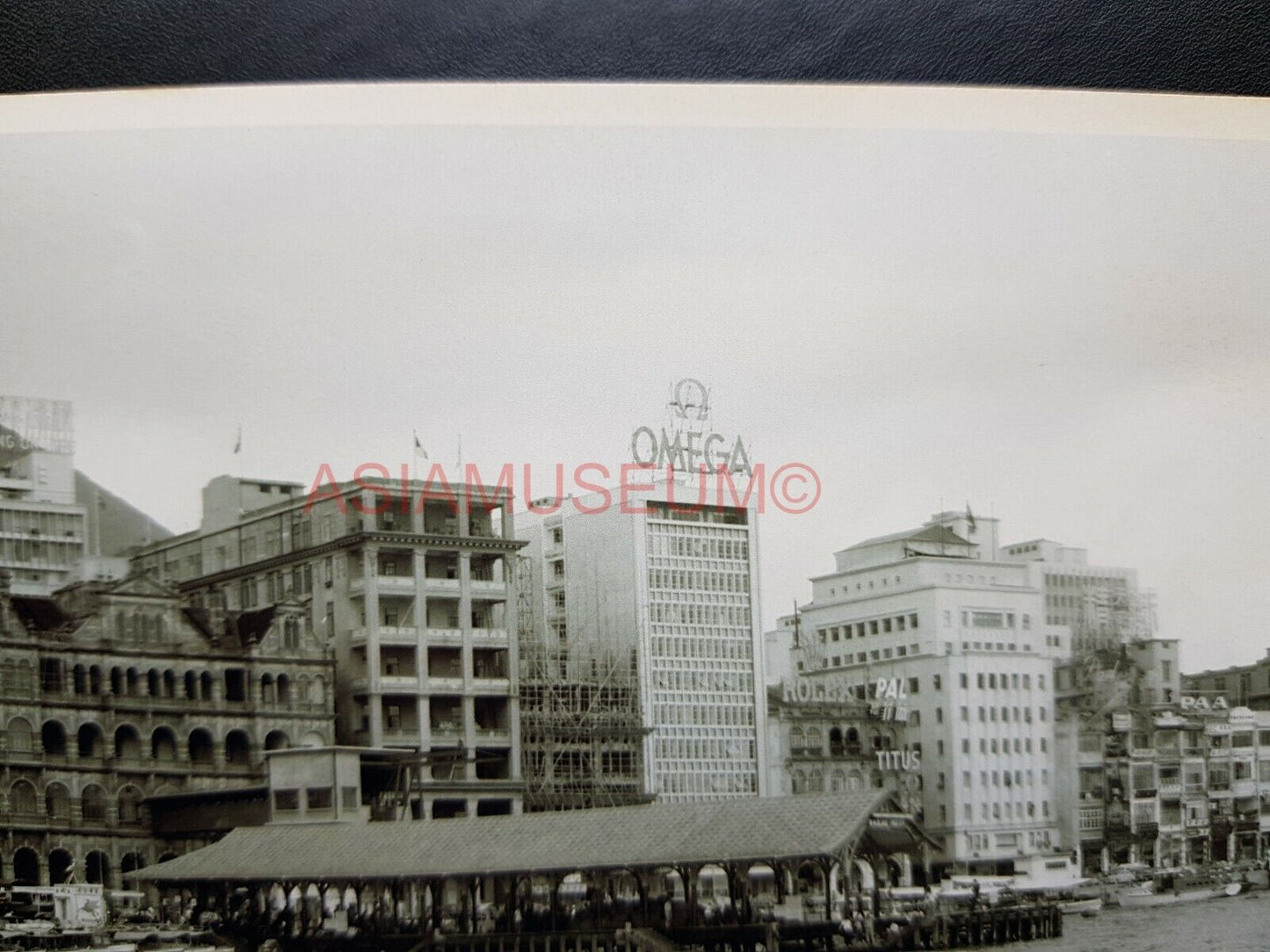 Harbor Jetty Ferry Terminal Omega Vintage Old Hong Kong Photo Postcard RPPC 2922